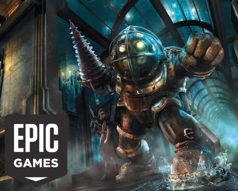 Bioshock dostępny za darmo w Epic Games Store – obrazek ilustracyjny, screen z gry, logo EGS