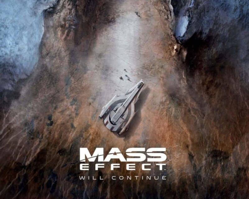 mass effect 5 powróci Shepard litografia promocyjna statek planeta