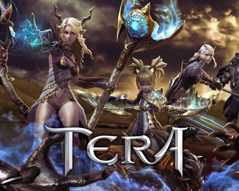 TERA wyłączenie serwerów gry, Bluehole, Gameforge – na grafice znajduje się trzy postacie kobiecie, walczące z potworami. Postać po lewej w wyciągniętej przed siebie ręce ma płomień, natomiast w drugiej trzyma kostur, postać za nią uzbrojona jest w łuk, a ostatnia w dwa miecze.