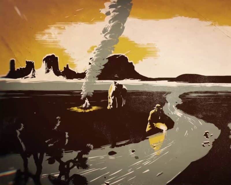 Weird West; kowboj przy ognisku