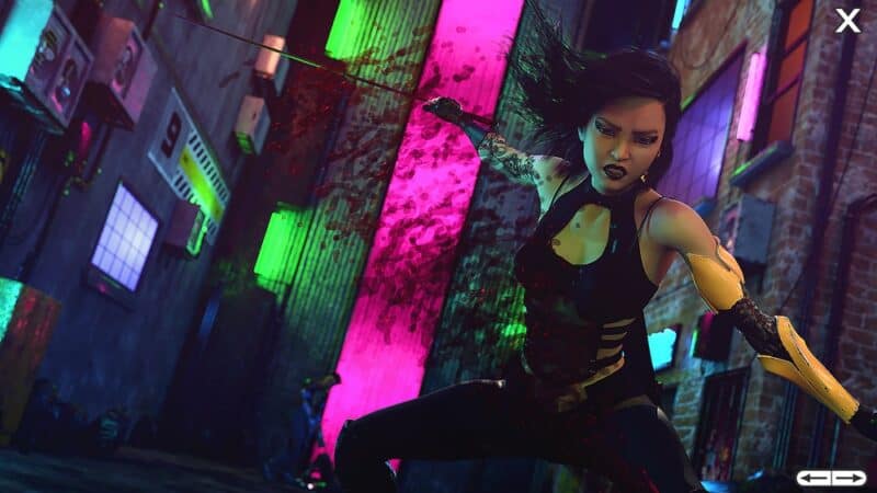 Riona w cyberpunkowym klimacie.