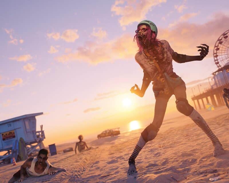 Zombie na tle zachodzącego Słońca