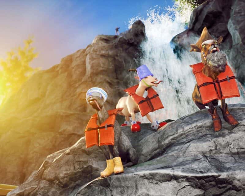 Kozy na tle wodospadu w Goat Simulator 3