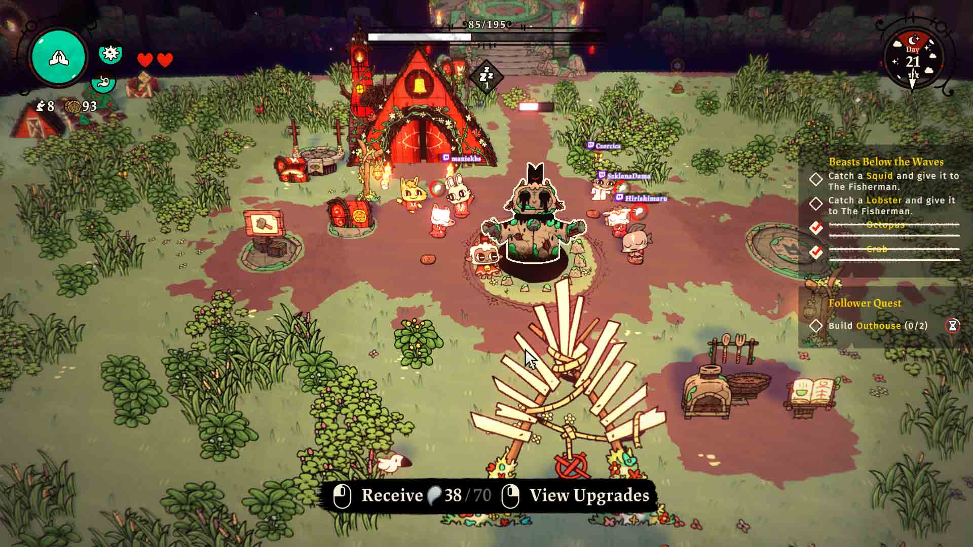 Integracja z Twitchem w Cult of the Lamb na przykładzie wioski pełnej followersów