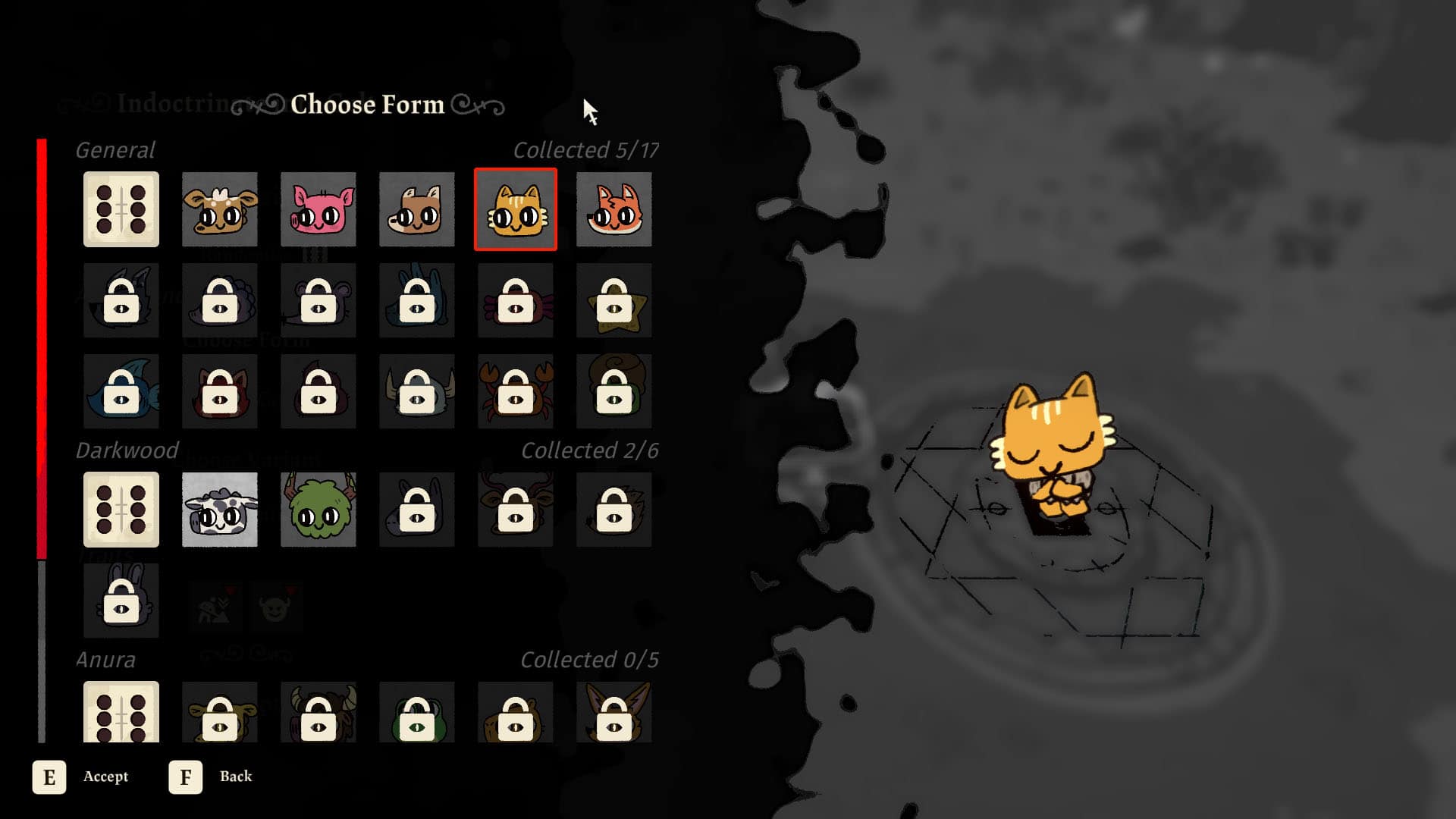 Kreator postaci w Cult of the Lamb