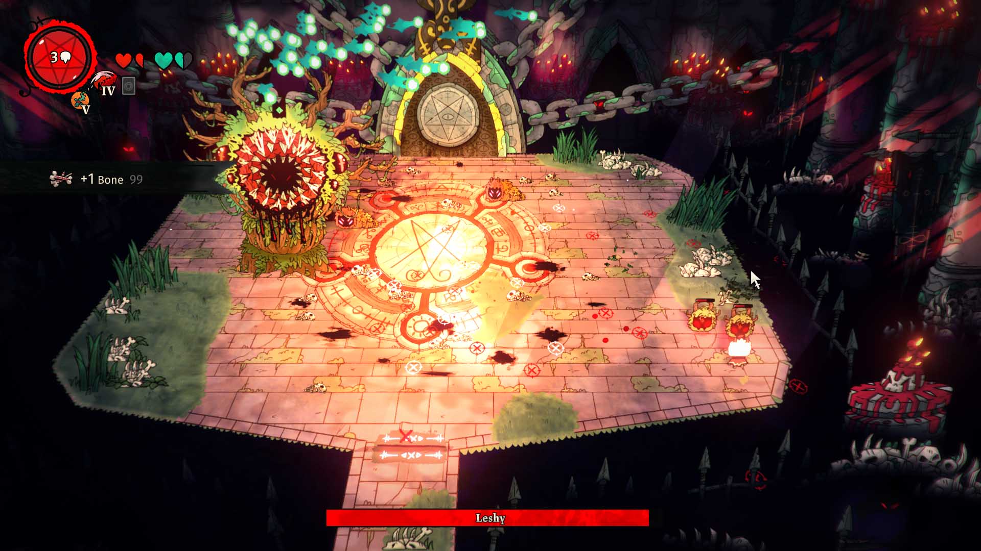 Czerwiopodobny Boss Leshy z Cult of the Lamb