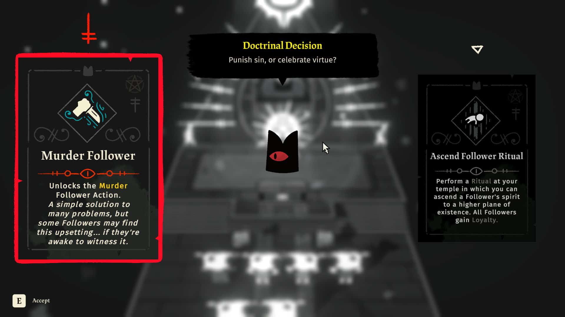Decydowanie między możliwością morderstwa oraz rytualnego wzniesienia wyznawcy