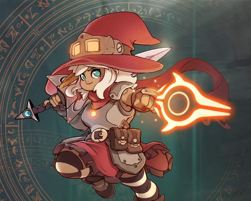 Grafika przedstawia Rayne rycerską wiedźmę z gry The Knight Witch