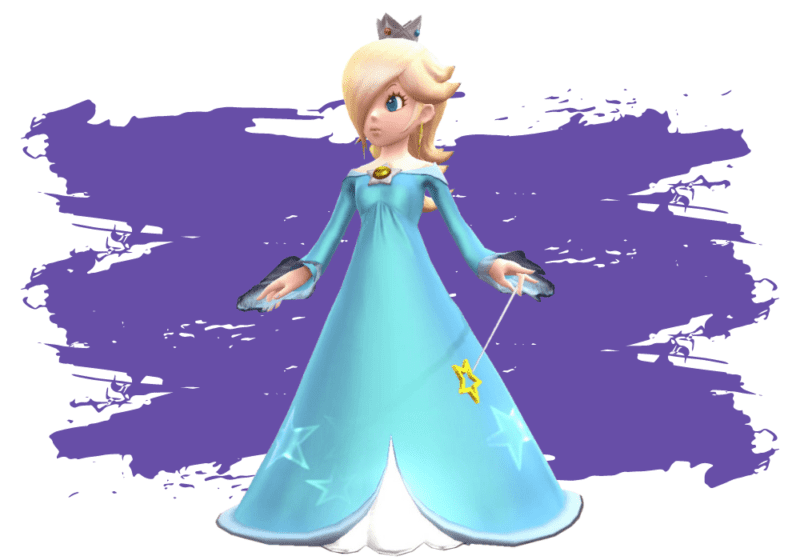 Najlepsze bohaterki Nintendo. Na zdjęciu znajduje się Rosalina na fioletowym tle.