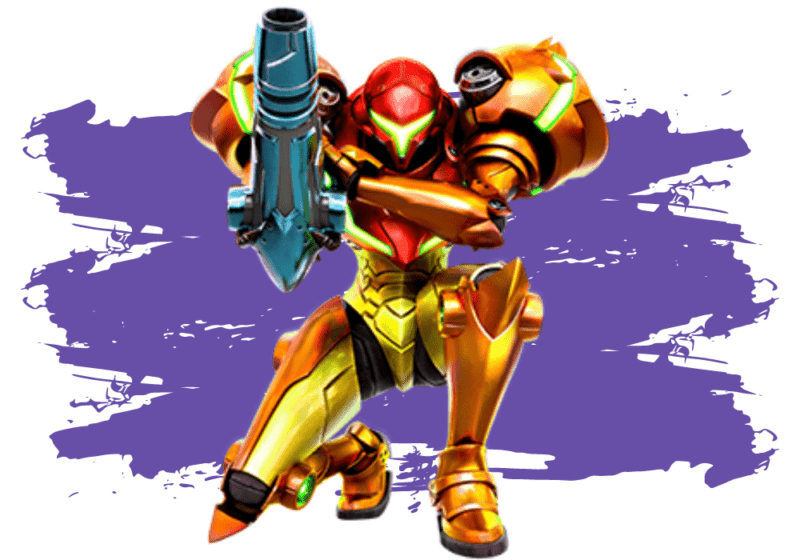 Najlepsze bohaterki Nintendo. Na grafice znajduje się Samus Aran w swojej zbroi astronauty.