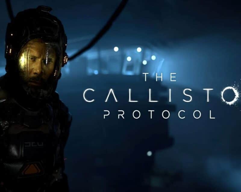 mężczyzna stoi w rogu w stroju astronauty, obok napis The Callisto Protocol
