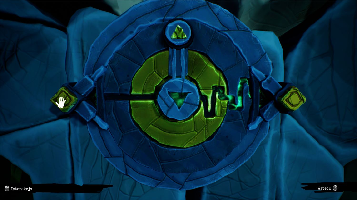 zagadka w Call of the sea, widzimy okrąg, w którym jest zielona maź, z tego okręgu wychodzą trzy kółka, w środku też jest osobne kółko, wokół ciemno, tajemnicza atmosfera