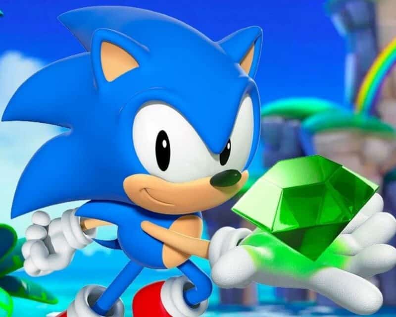 niebieski jeż trzyma w rękach szmaragd