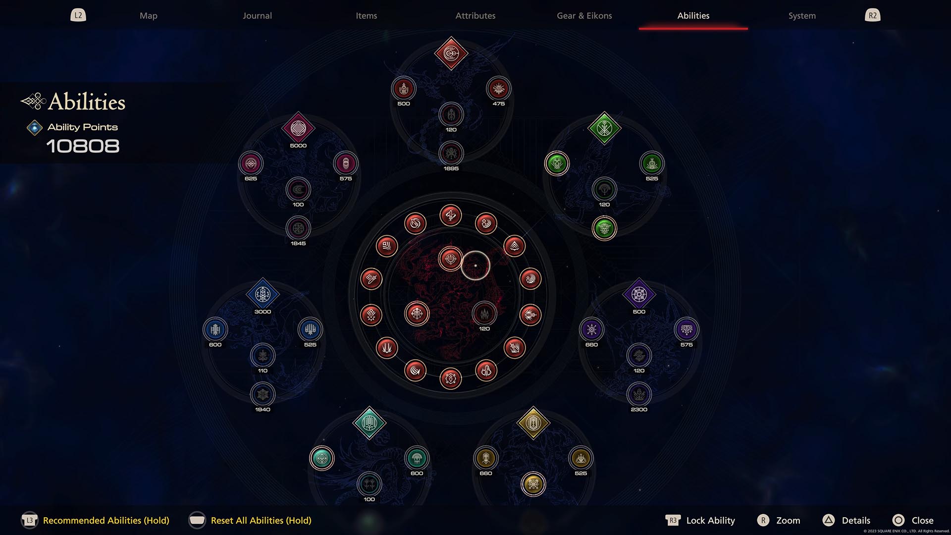 Drzewko umiejętności z Final Fantasy 16