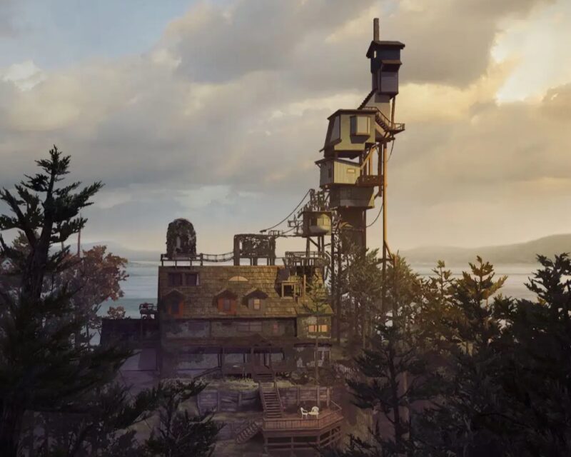 Zrzut ekranu przedstawia ogromny dom Finchów, który wygląda bardzo baśniowo i chaotycznie.