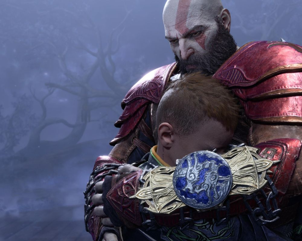 Kratos i Atreus w objęciach