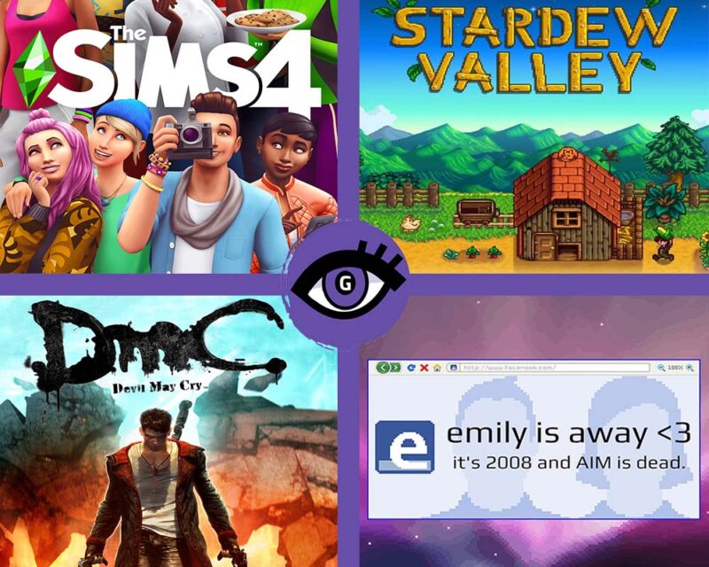 Okładki i tytuły gier kompuetrowych, The sims 4, Stardew Valley, DMC Devil May Cry, Emily is away