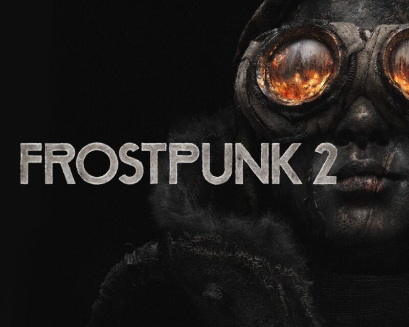 Napis Frostpunk 2, w tle postać w goglach oraz zimowej kurtce