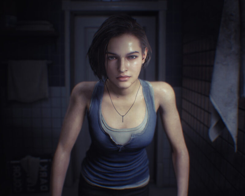 Zrzut ekranu z gry Resident Evil 3 Remake. Widzimy na nim protagonistkę – Jill Valentine.