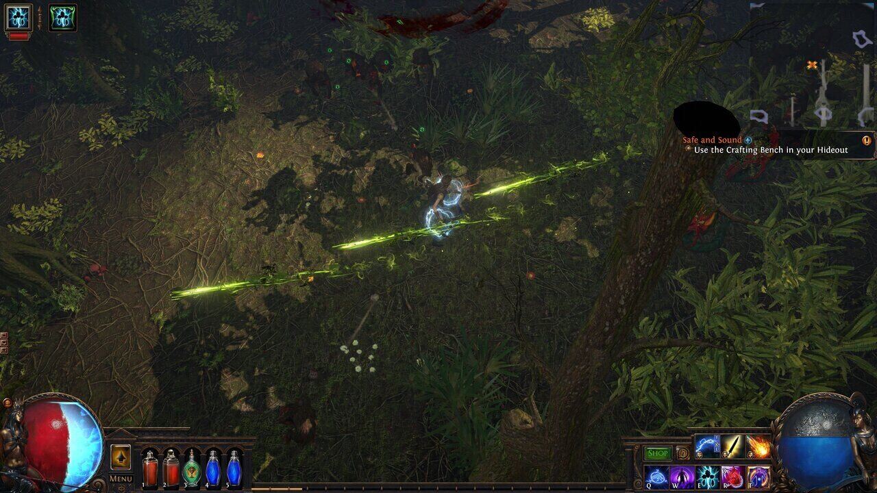 Obrazek przedstawia postać wiedźmy stojącą w dżungli w grze Path of Exile