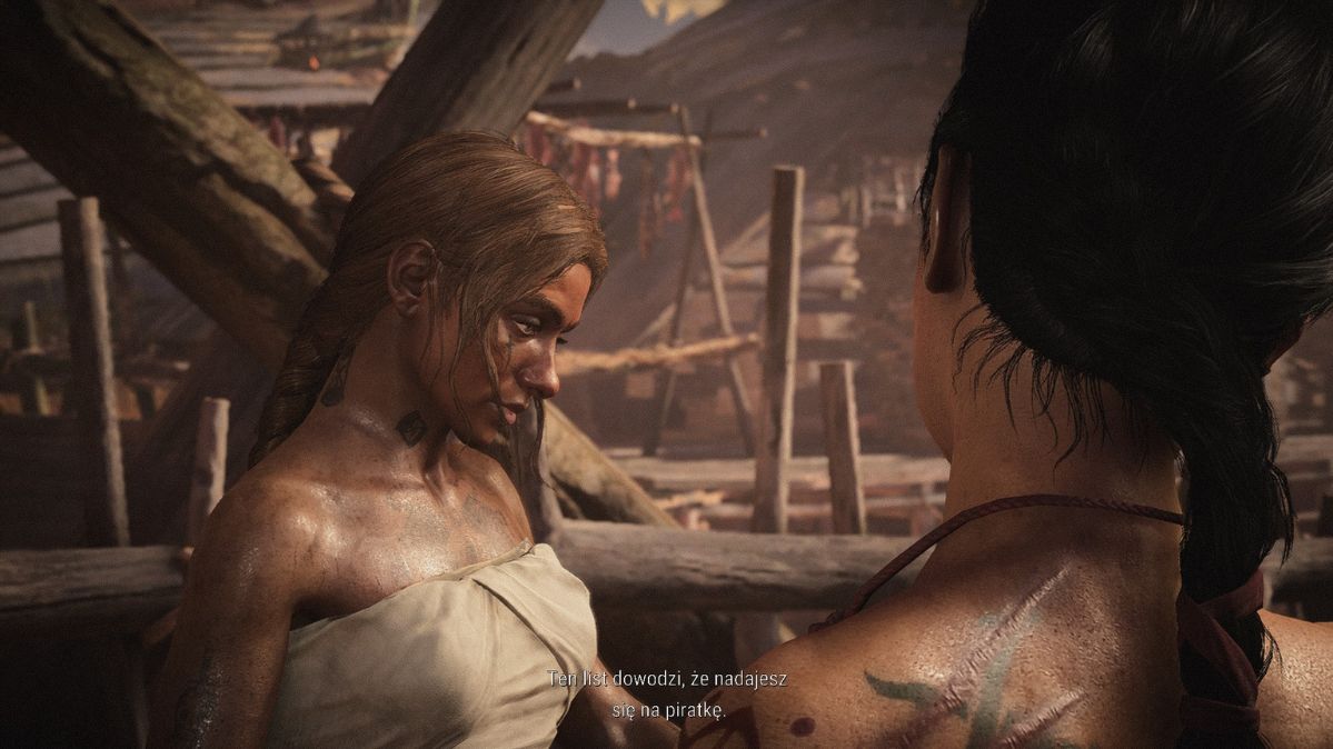 Skull & Bones, widzimy dwie postaci rozmawiajające ze sobą, z czego jedna mówi drugiej, że ta jest gotowa do zostania piratką