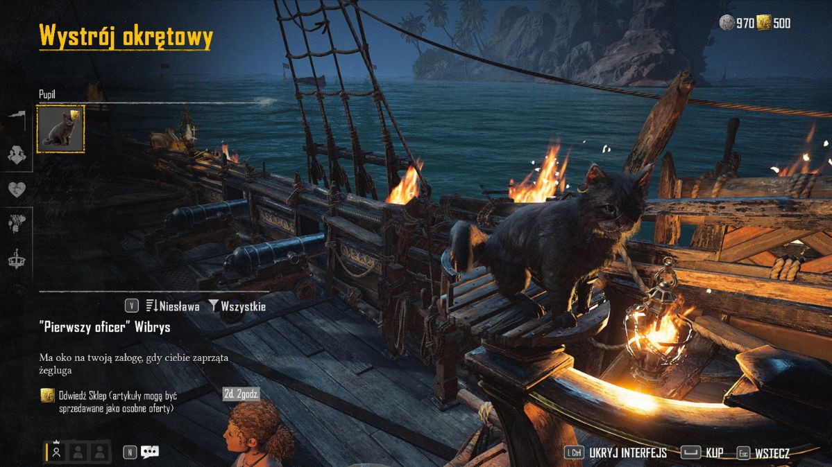 kot w Skull & Bones, siedzi sobie na pokładzie statku i patrzy na nas