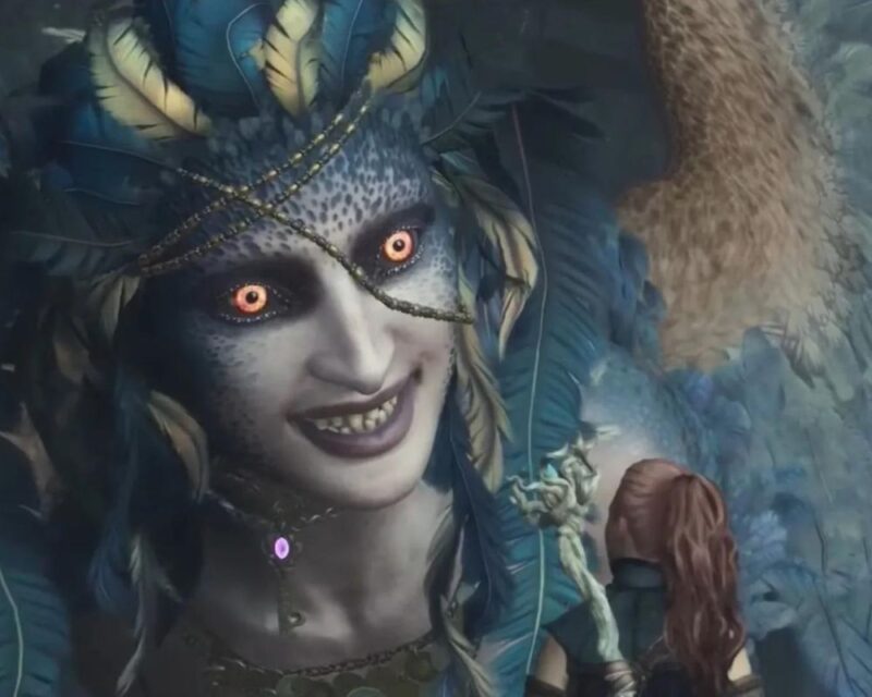 Obrazek przedstawiający złowieszczo patrzącego stwora z gry Dragon's Dogma 2