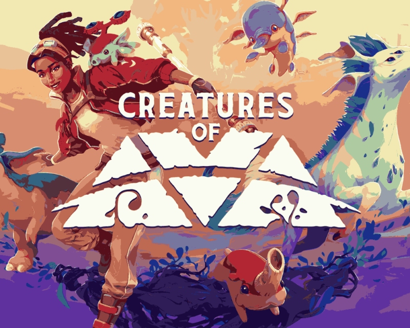 Wielobarwne tło reprezentujące grę Creatures of Ava