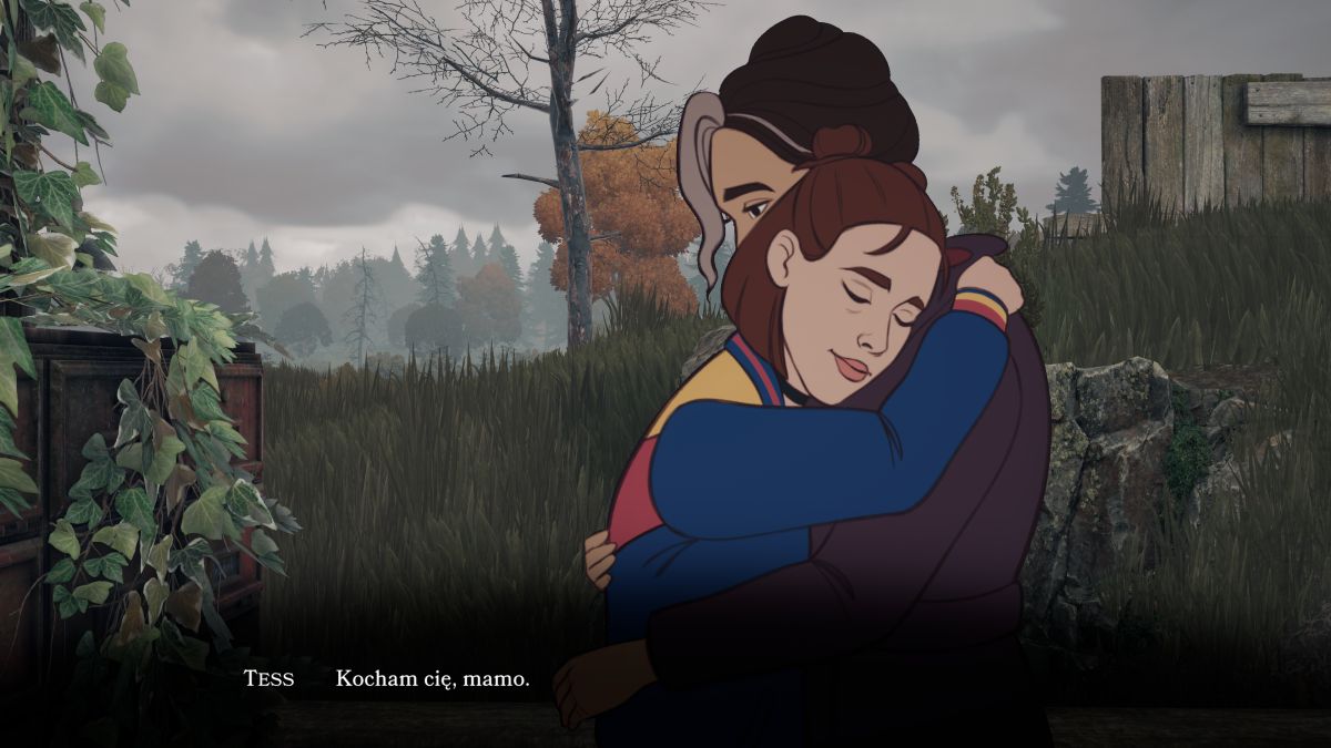 screen z gry Open Roads przedstawiający główne bohaterki – matkę i córkę – w uścisku