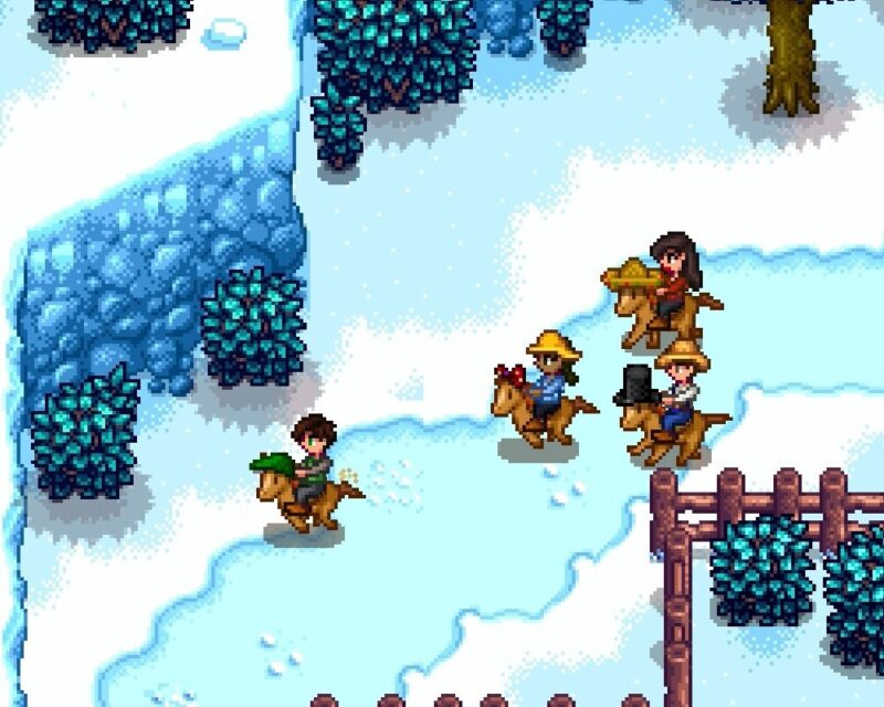 Przejażdżka konna zimą w Stardew Valley