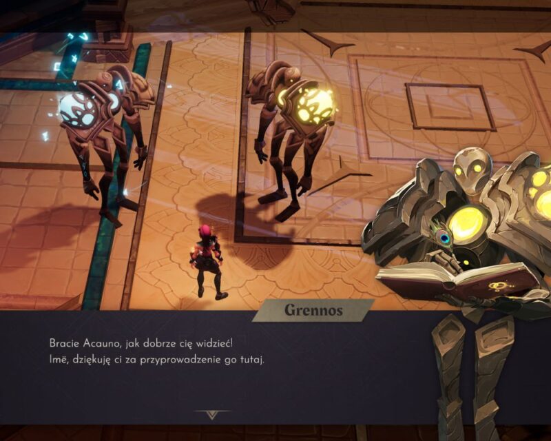 Dwa golemy rozmawiają z kobietą