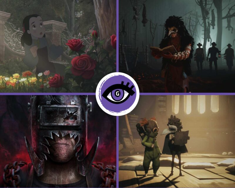 Na zdjęciu widnieje kolaż różnych gier horrorowych, z logo grajmerek w środku.