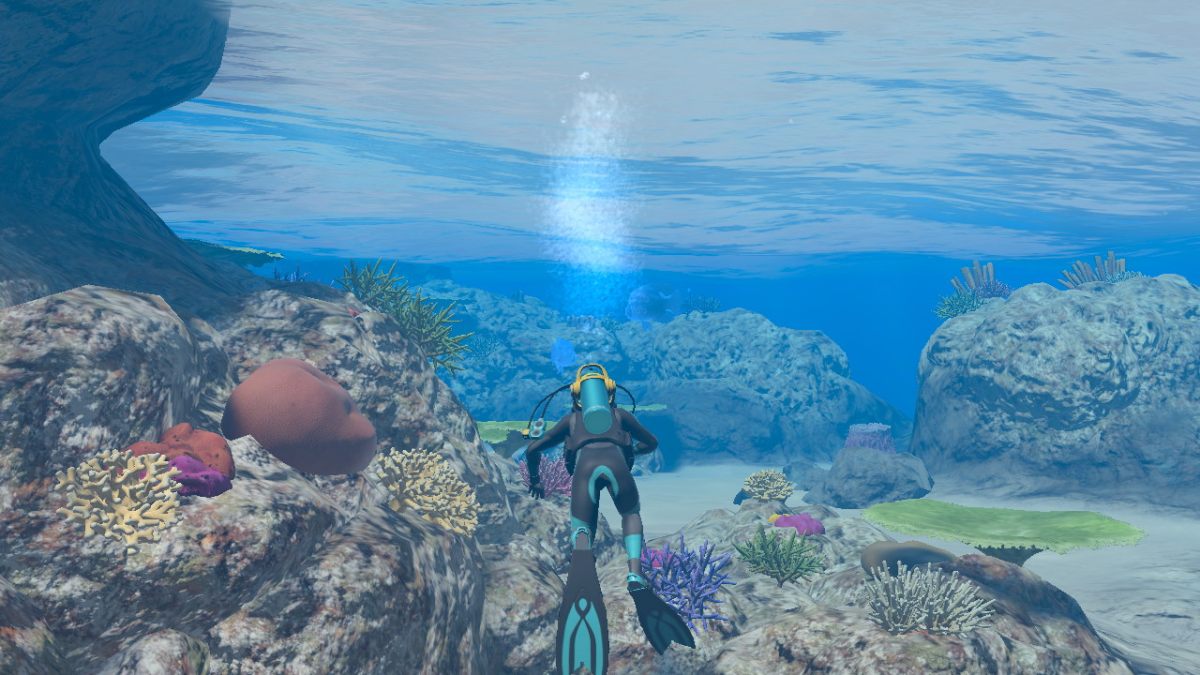 screen z gry endless ocean luminous przedstawiający płetwonurka pod wodą