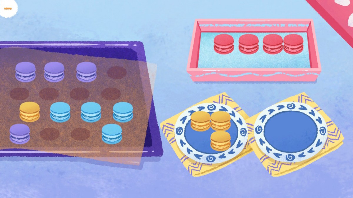 screen z omawianej gry – przedstawiający jedną z zagadek z makaronikami