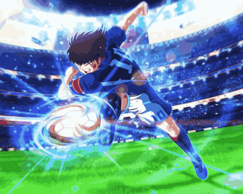 Główny bohater gry kopie mocno piłkę