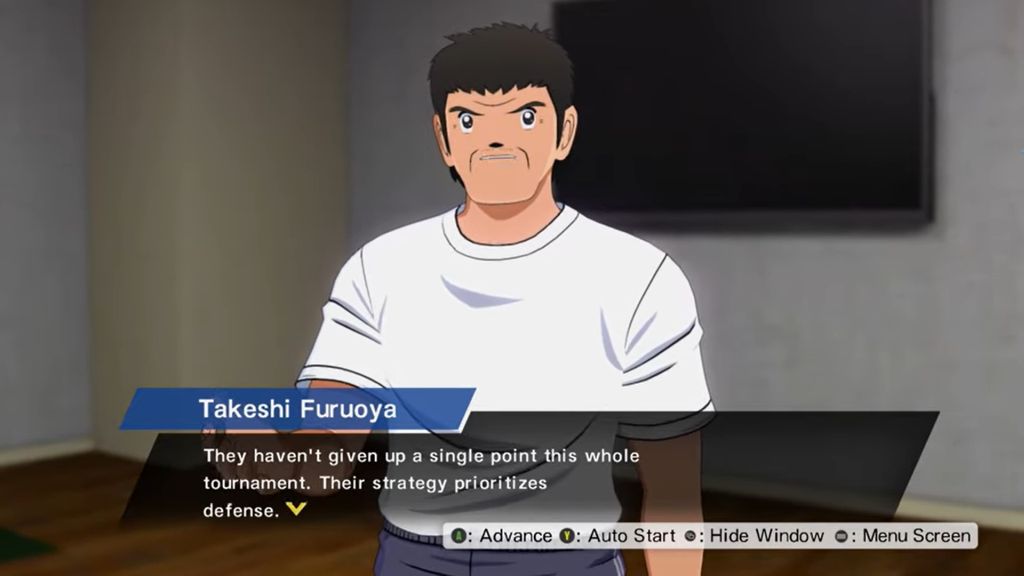 Trener zespołu stoi, pod spodem dymek z tekstem, który wypowiada.