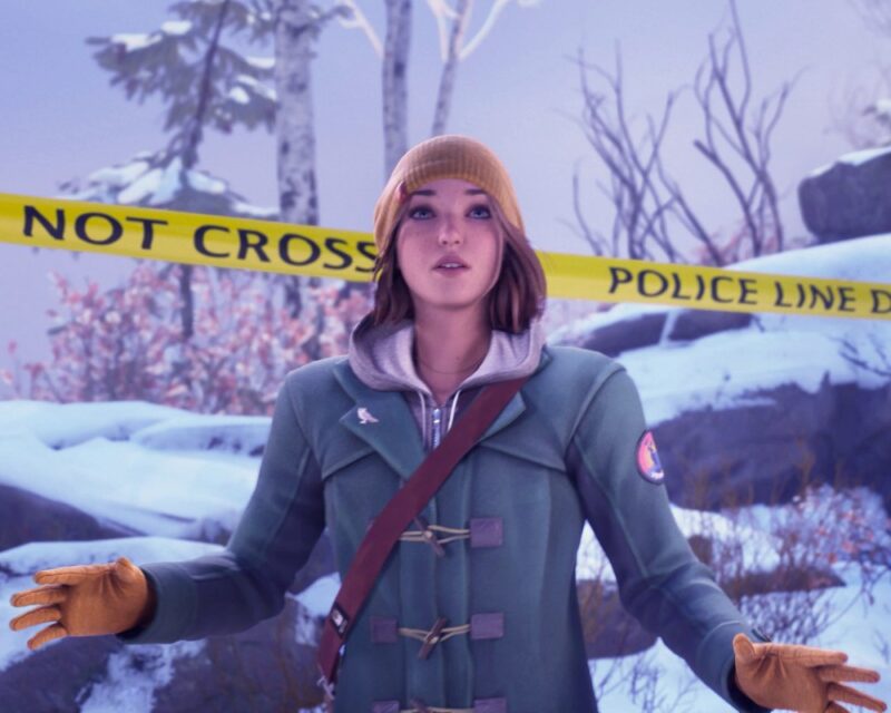 Na obrazku Max Caufield, główna bohaterka Life is Strange: Double Exposure, zaskoczony wyraz twarzy, z tyłu żółta taśma policyjna – zobacz, co już wiemy o grze