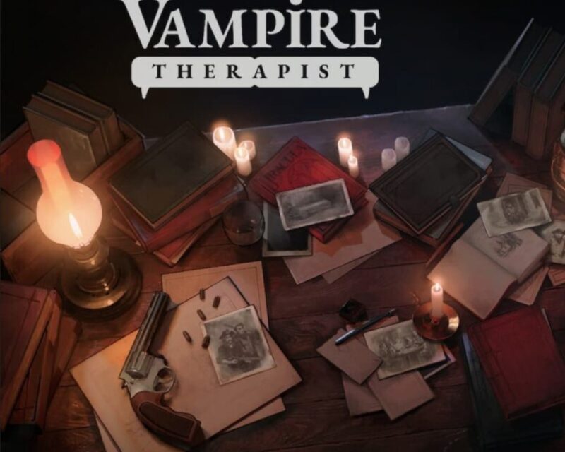 Biurko, na którym są różne przedmioty: zdjęcia, notes, rewolwer