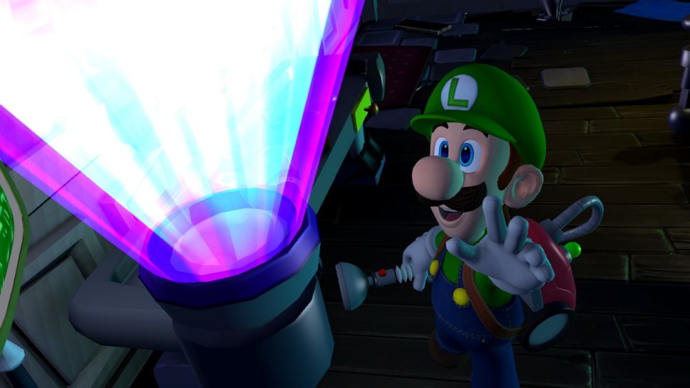 Magiczna latarka Luigiego – screen z gry, na którym widzimy Luigiego z latarką