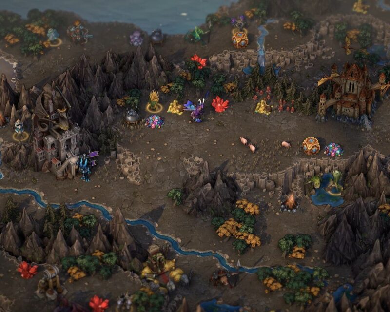 Heroes of Might & Magic Olden Era prequel zapowiedź, widzimy na grafice screen z eksploracji ziemistej mapy, z poukrywanymi skarbami