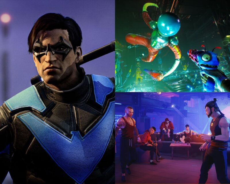 grafika to kolaż trzech obrazków, po lewej mężczyzna z czarnymi włosami i w czarnej masce na oczach, na sobie ma niebiesko-czarną zbroję, w prawym górnym rogu widzimy kosmitę w skafandrze kosmicznym, a w prawym dolnym rogu dwóch walczących ze sobą mężczyzn w obecności kilku świadków