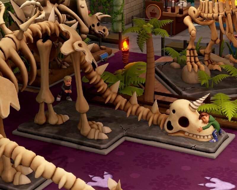 Szkielet dinozaura, jeden z eksponatów z Two Point Museum, którego data premiery zaplanowana jest na marzec