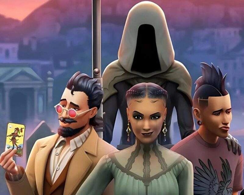 Trzy postacie, a za nimi stoi Mroczny Kosiarz