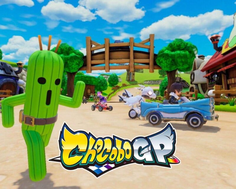 Kaktus, obok samochód, w tle most, a na środku napis z tytułem gry.