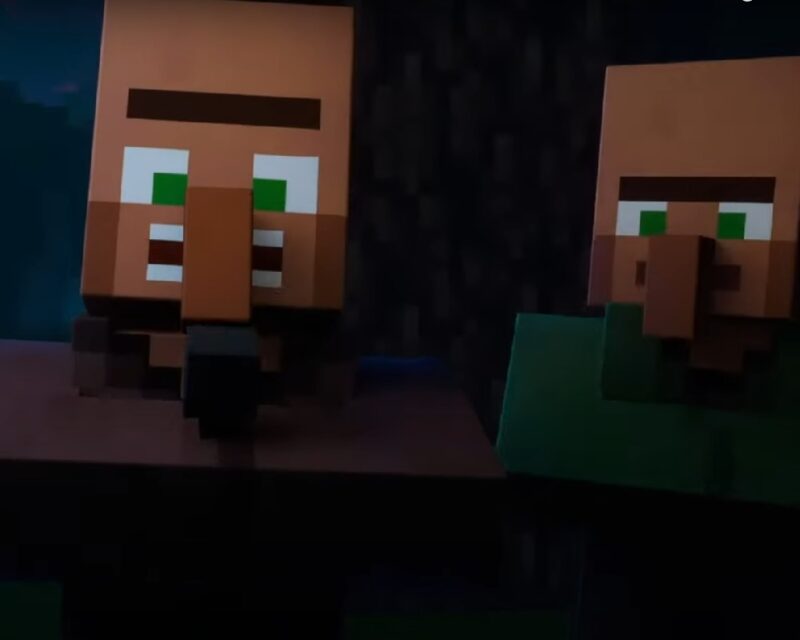 Kwadratowe, zielonookie postacie z zapowiedzi nowych aktualizacji do gry Minecraft