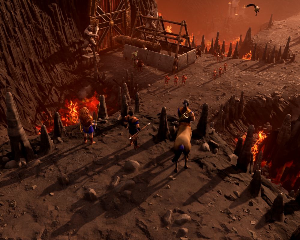 Na zdjęciu widać bramę Tartaru, a niedaleko wojowników starających się przerwać próby przedostania przez nią. Jednym z nich jest centaur. Okolica ma surowy klimat, pełen spiczastych skał, wokół jest też lawa i ogień.