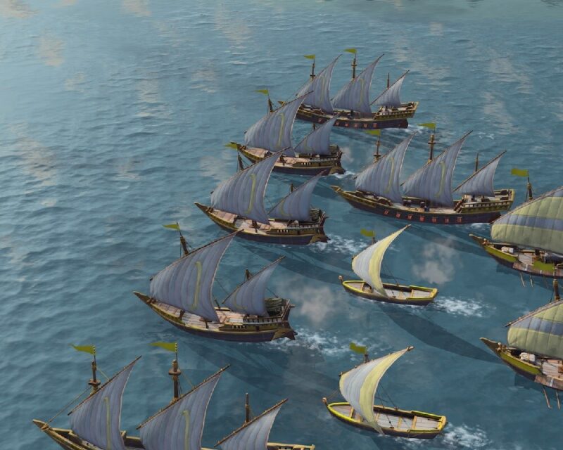 Morska flota statków żaglowych z Age of Empires 4, które wkrótce dostanie nowe DLC, a także nową zawartość już w 2025 roku