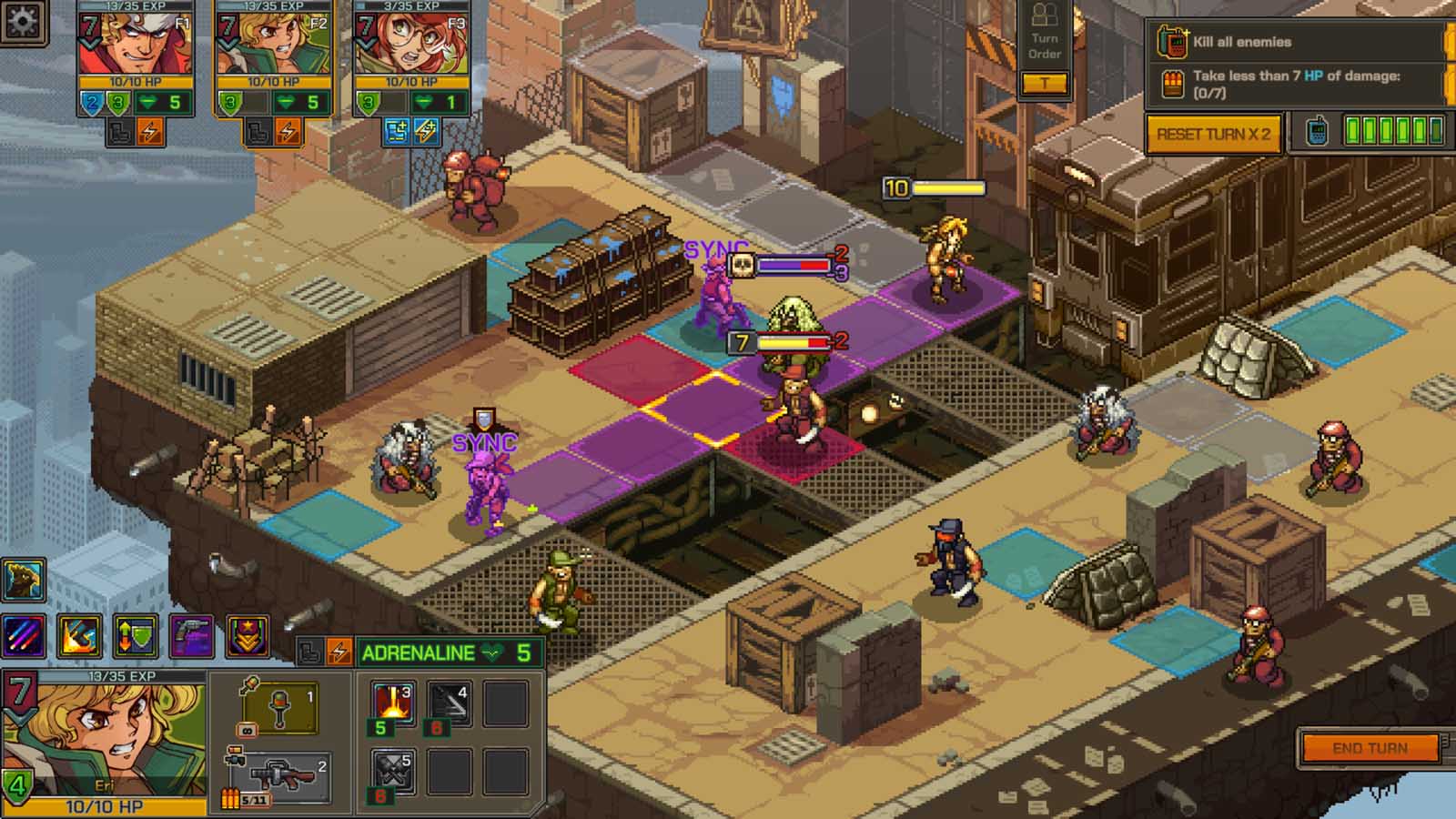 Ustawieni odpowiednio bohaterowie wykonują atak synchroniczny