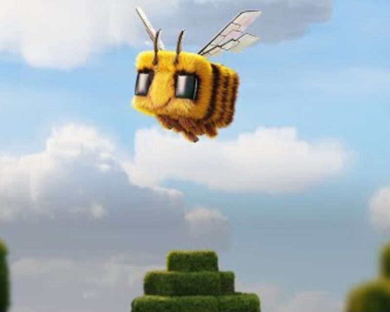 Pszczółka latająca po niebie