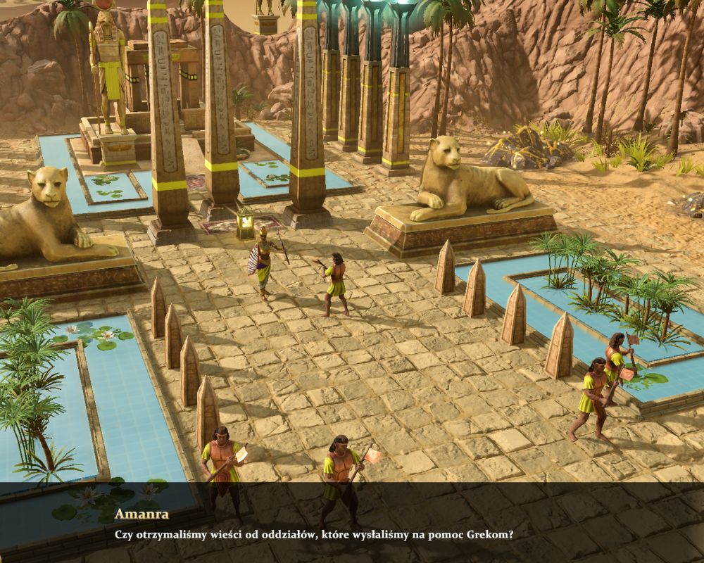 Na zdjęciu widać egipską nację, najprawdopodobniej w miejscu kultu. Wśród typowych egipskich pomników np. zwierząt czy bóstw.